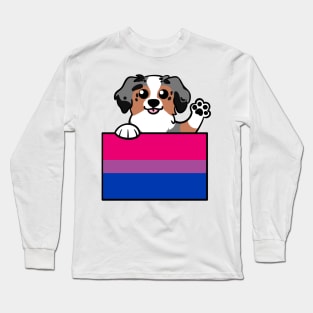 Love is Love Puppy - Blue Merle - Bi Pride Flag Long Sleeve T-Shirt